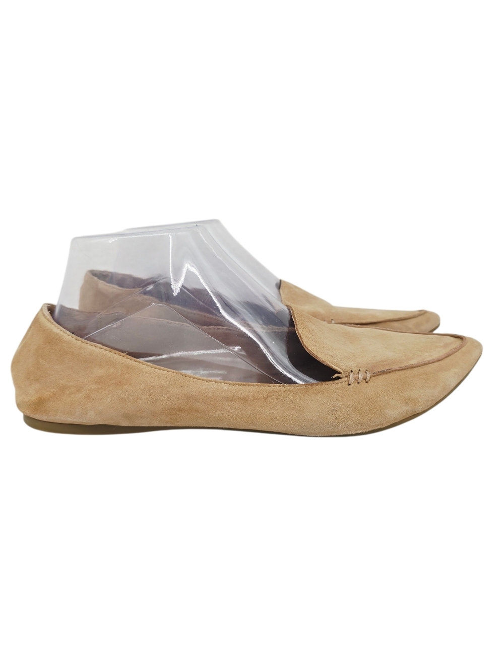Steve Madden Feather Leather Loafers Mules Flats Beige Tan 10